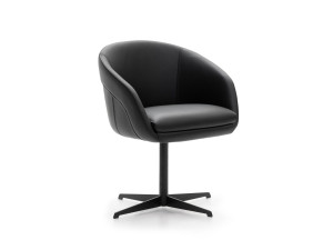 Кожаный поворотный стул с подлокотниками