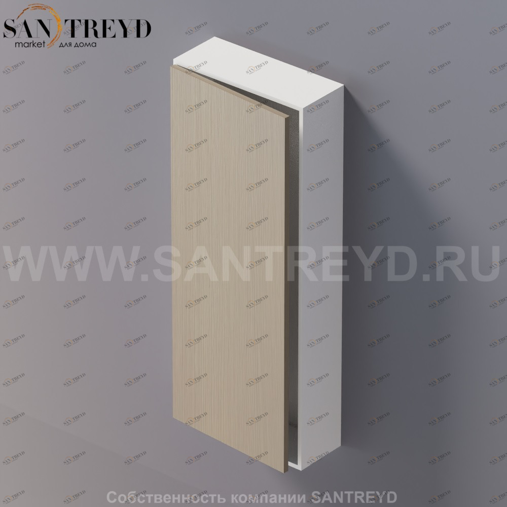 LIFT Модульный шкаф 100 см с левой дверью на доводчиках. Модули могут располагаться горизонтально и вертикально. Отделка: белая краска и серый дуб. AMOB053RCLZSX Agape