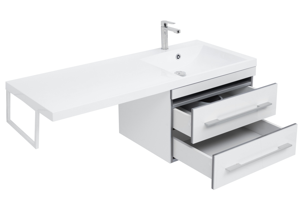 Тумба с раковиной Aquanet Верона 120 R белый (подвесная, 2 ящика) 0017666700239568 - Вид №13