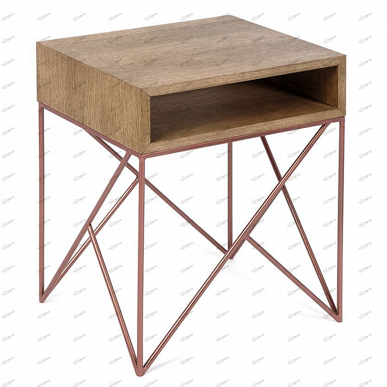 Тумбочка прикроватная для спальни темный дуб с медью Prince INTELLIGENT DESIGN  260723 Бежевый;дуб сонома 