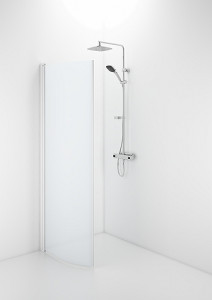 58800082 Гнутая дверь IFO Space SBVF, белые лакированные профили, матовое стекло с профилем ручки, SBVF 800