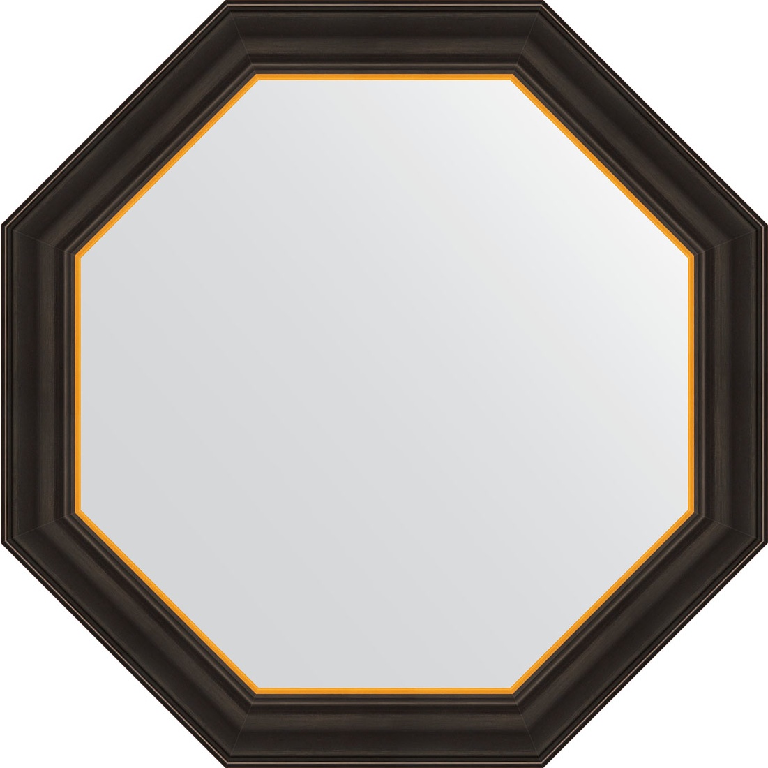 BY 7403 Зеркало в багетной раме - черное дерево с золотом 71 mm EVOFORM Octagon