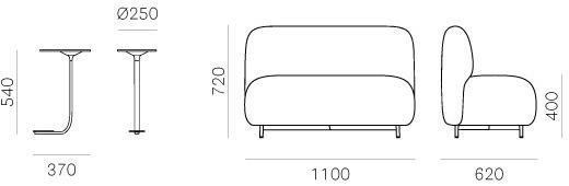 Pedrali Барный диван из мягкой ткани Buddy 215s/tt - Вид №5