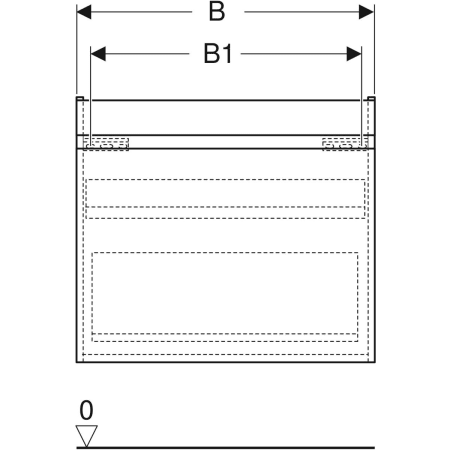 501.905.JK.1 Шкафчик для раковины Geberit Renova Plan, с одним выдвижным ящиком и одним внутренним выдвижным ящиком Geberit  - Вид №3