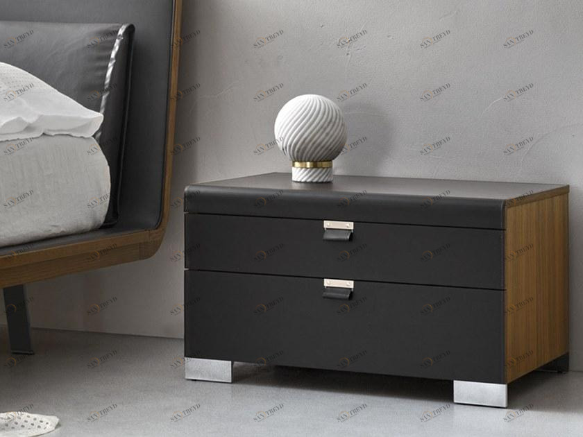 ZANETTE Прямоугольная прикроватная тумбочка из орехового лака с ящиками sun-id-1361774