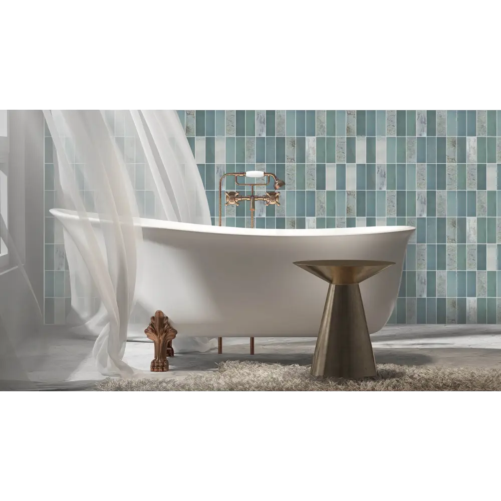 Пластмаркет Стеновая панель Вертикаль Белладжо - изысканный зеленый акцент для интерьера 89379522 STLM-1374408 - Вид №2