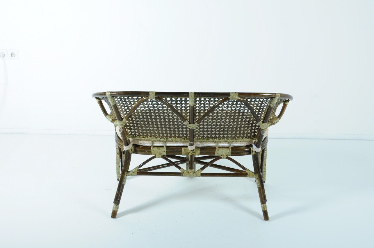 Диван двухместный из ротанга зеленый с подушкой "Олива" VINOTTI  00-3885227 Зеленый  - Вид №2