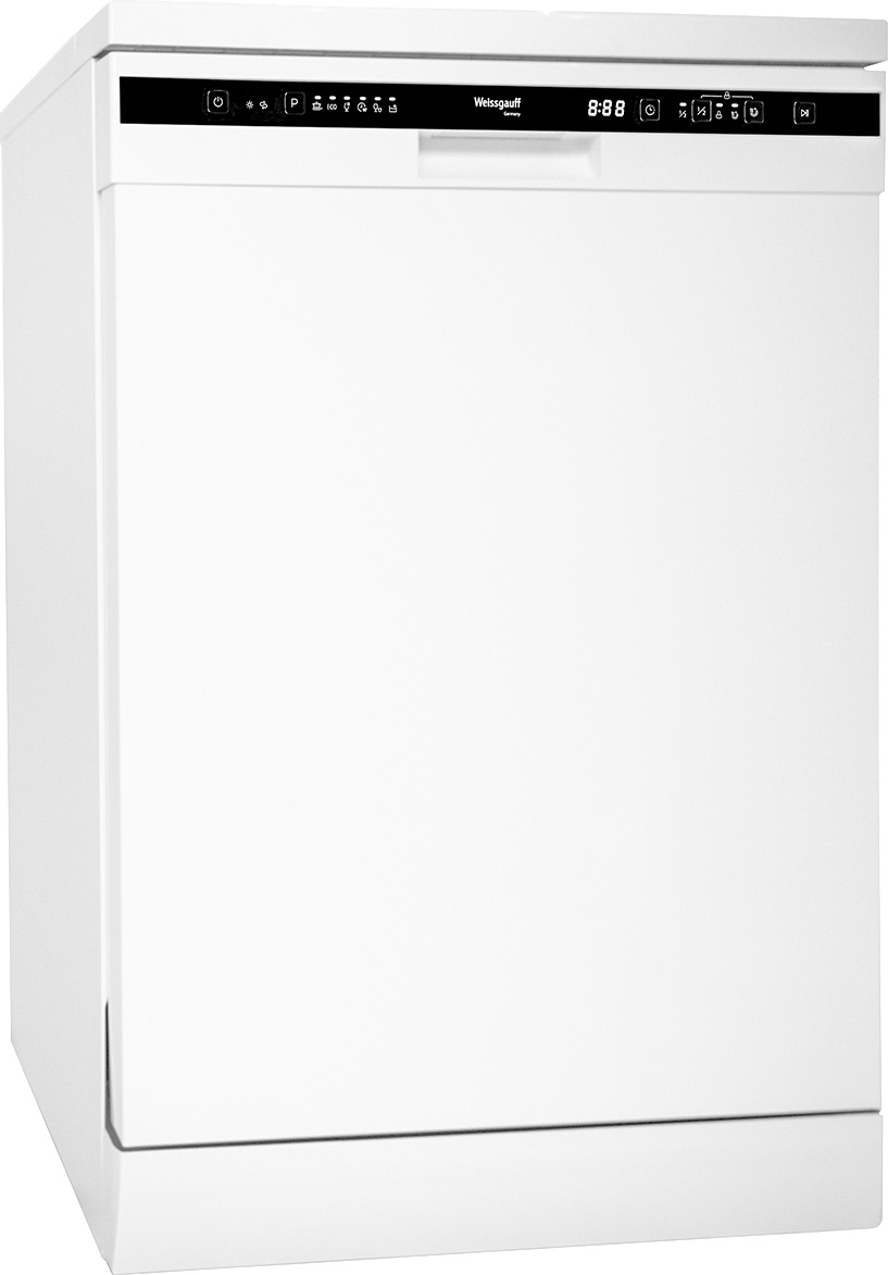 DW 6016 D Полноразмерная отдельностоящая посудомоечная машина, 60см, 12 комплектов, 6 программ, 1/2 загрузка, аквастоп, дисплей, белая Weissgauff Santreyd  - Вид №3