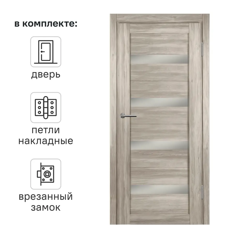 Дверь межкомнатная глухая Корса 80x200 см ПВХ цвет санремо светлый с замком и петлями 89441109 STLM-2176378 МАРИО РИОЛИ 