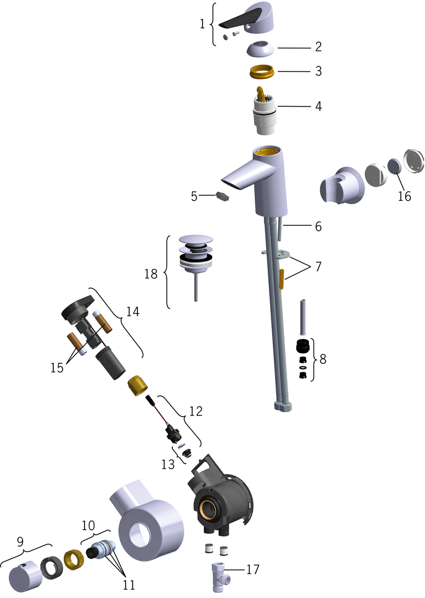 Oras 2703F Смеситель для умывальника, 3 V 2703F Optima Хром  - Вид №6