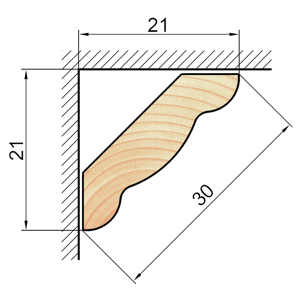 84688430 Галтель деревянная сращенная ГС-30 7х30х1000 мм Сосна экстра STLM-0053710 АРЕЛАН  - Вид №1