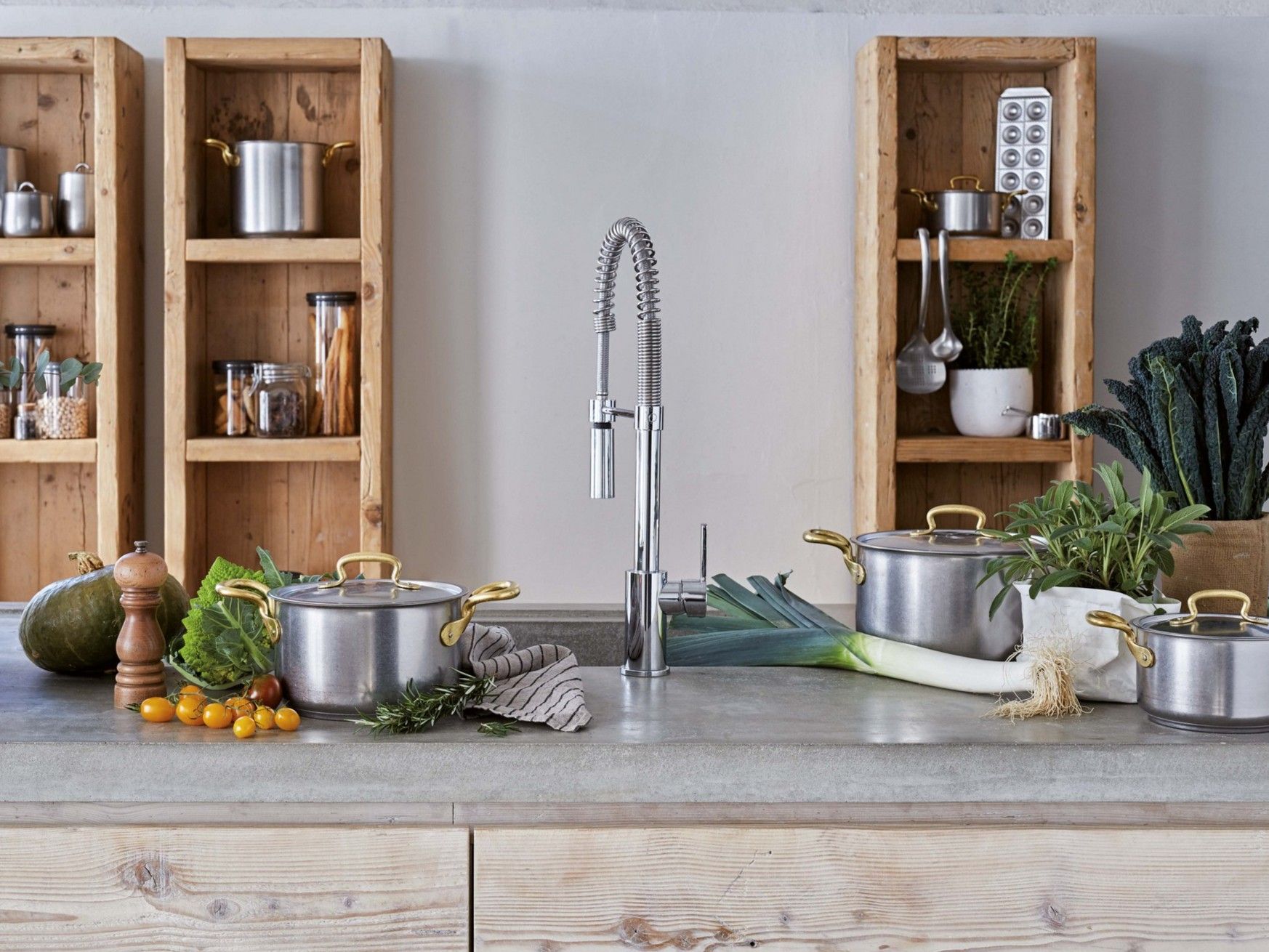 Батарея посуды из нержавеющей стали с крышкой с ручками Sambonet 1965 Винтаж ARCH-00105243 - Вид №5