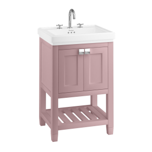 Burlington Riviera Мебель для умывальника Riviera 580 мм с квадратной раковиной Riviera 580 мм в розовом с 2 отверстиями под смеситель RIVF580P - RIV1 2TH