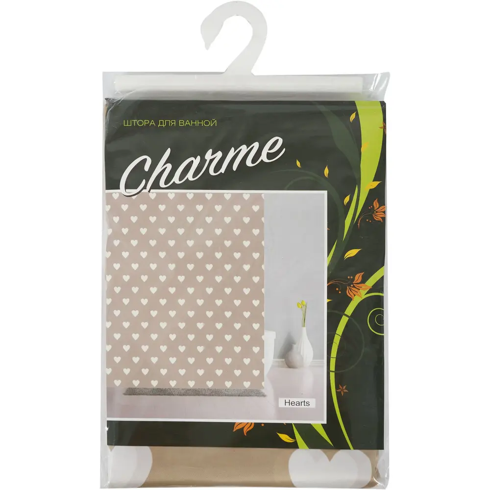 Штора для ванной комнаты «Hearts» 180х200 см цвет бежевый 17896536 STLM-2133961 BATH PLUS ШТОРЫ CHARME GREEN - Вид №1