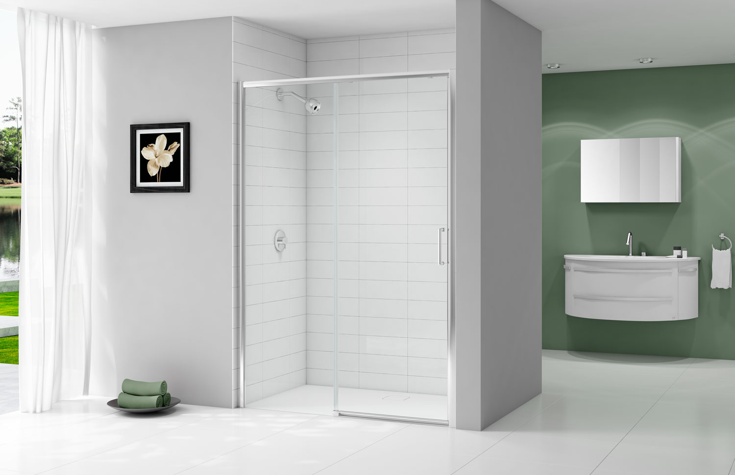 Торцевая панель для монтажа с дверью A0307D0 Merlyn Ionic Хромированный  - Вид №1