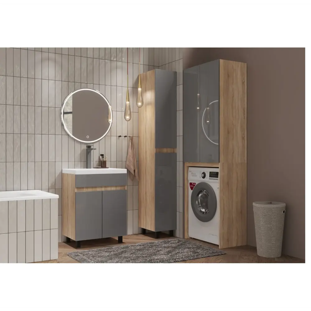 Santreyd Cube - подвесная тумба под раковину 60 см графит/дуб вотан 87894126 STLM-0076054 - Вид №3