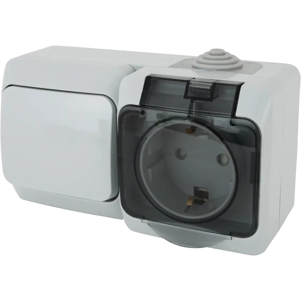 Влагозащищенный блок SYSTEME ELECTRIC с выключателем и розеткой Этюд 82106286 STLM-1108688 - Вид №1