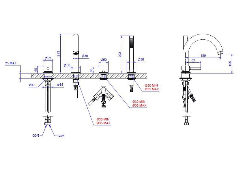 Хромированный латунный кран с 4 отверстиями Bugnatese Kobuk ARCH-00143453 - Вид №2