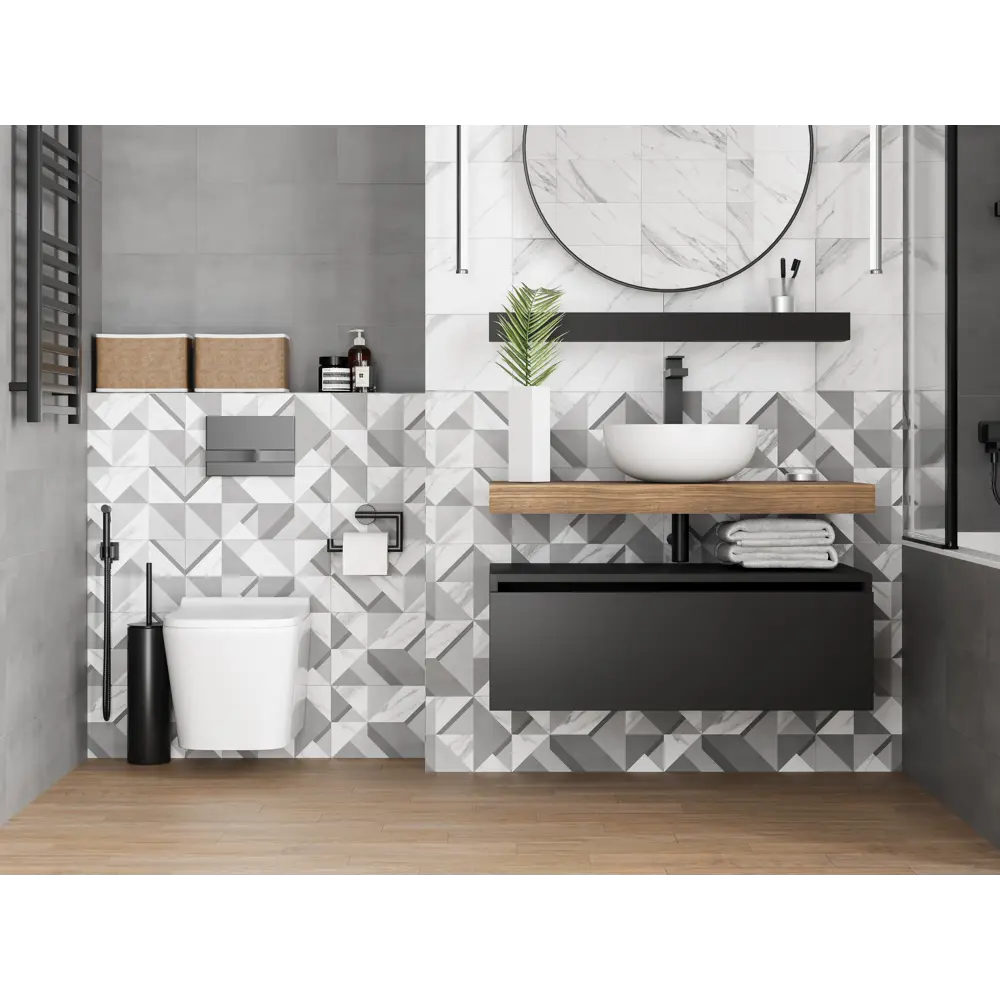 Настенная плитка KREAFORTA Mersey Concrete 20x40 см 1.62 м² матовая цвет графит 89413675 STLM-2115820 - Вид №7