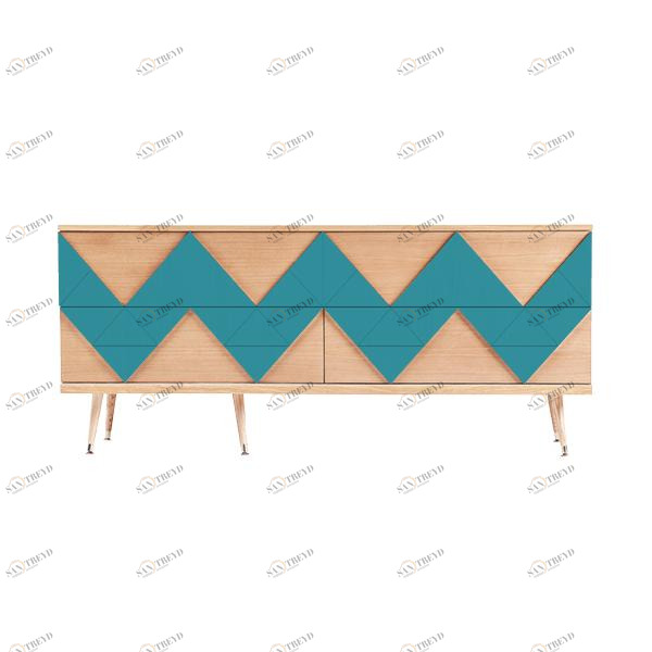 Комод с деревянными ножками и 4 ящиками бирюзовый Granny Woo WOODI  00-3965902 Бежевый;дуб сонома;зеленый 