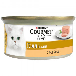 Т00007733 Корм для кошек Gold паштет индейка банка 85г Gourmet