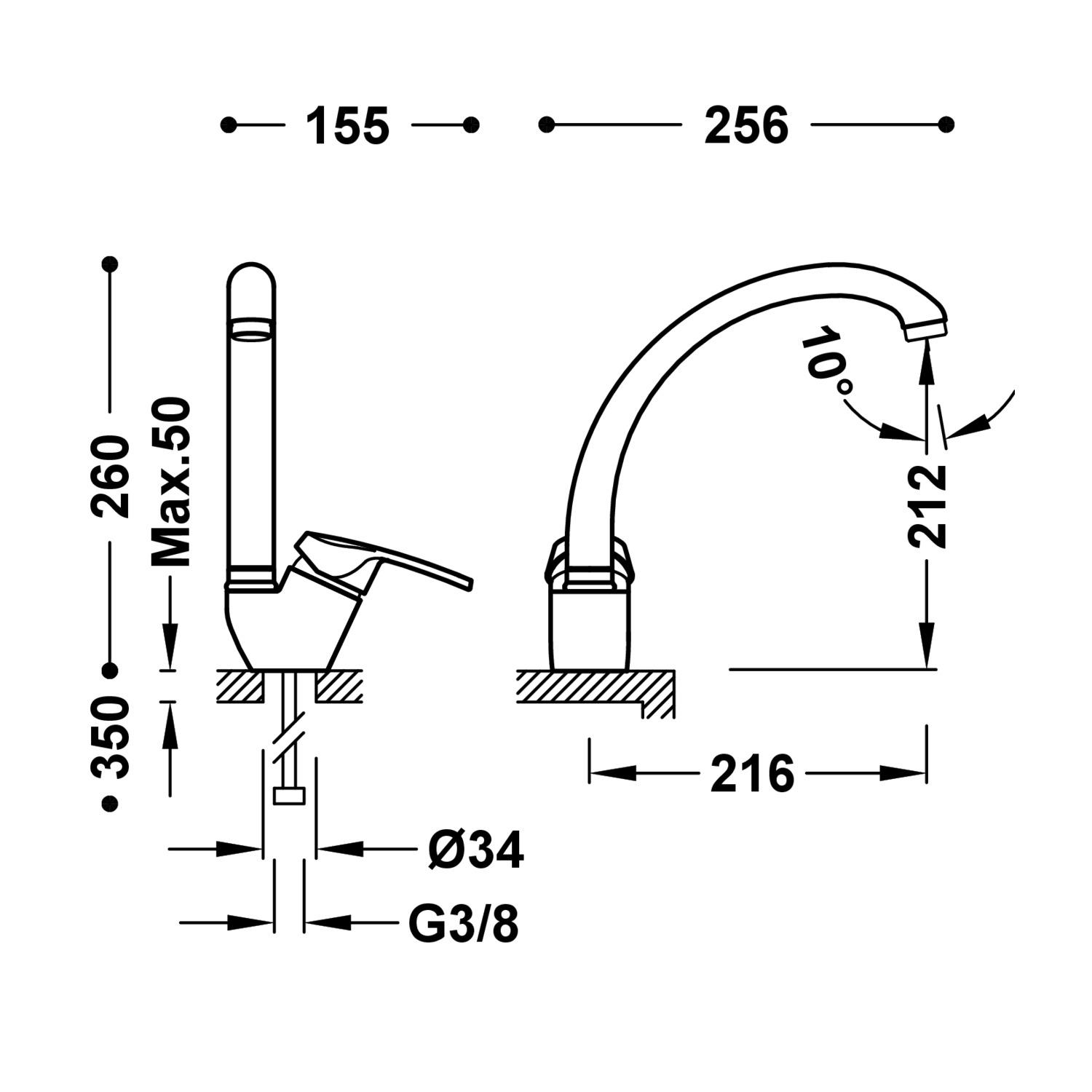 КУХОННЫЙ смеситель с одной ручкой для кухни-17044102 TRES Kitchen - Вид №1