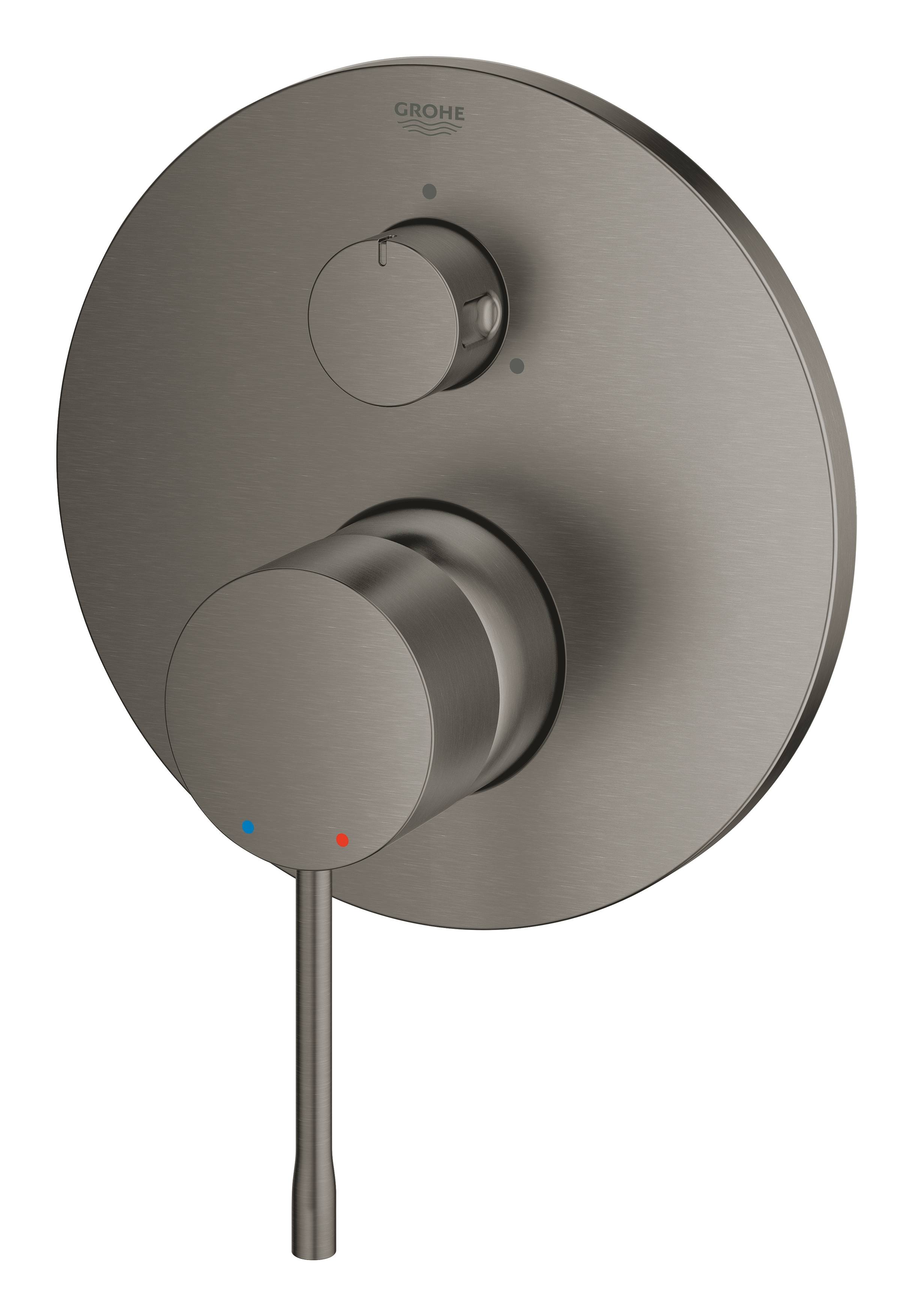 Внешняя часть смесителя для ванны GROHE Essence с переключателем на 3 положения, темный графит, матовый (24092AL1) - Вид №1