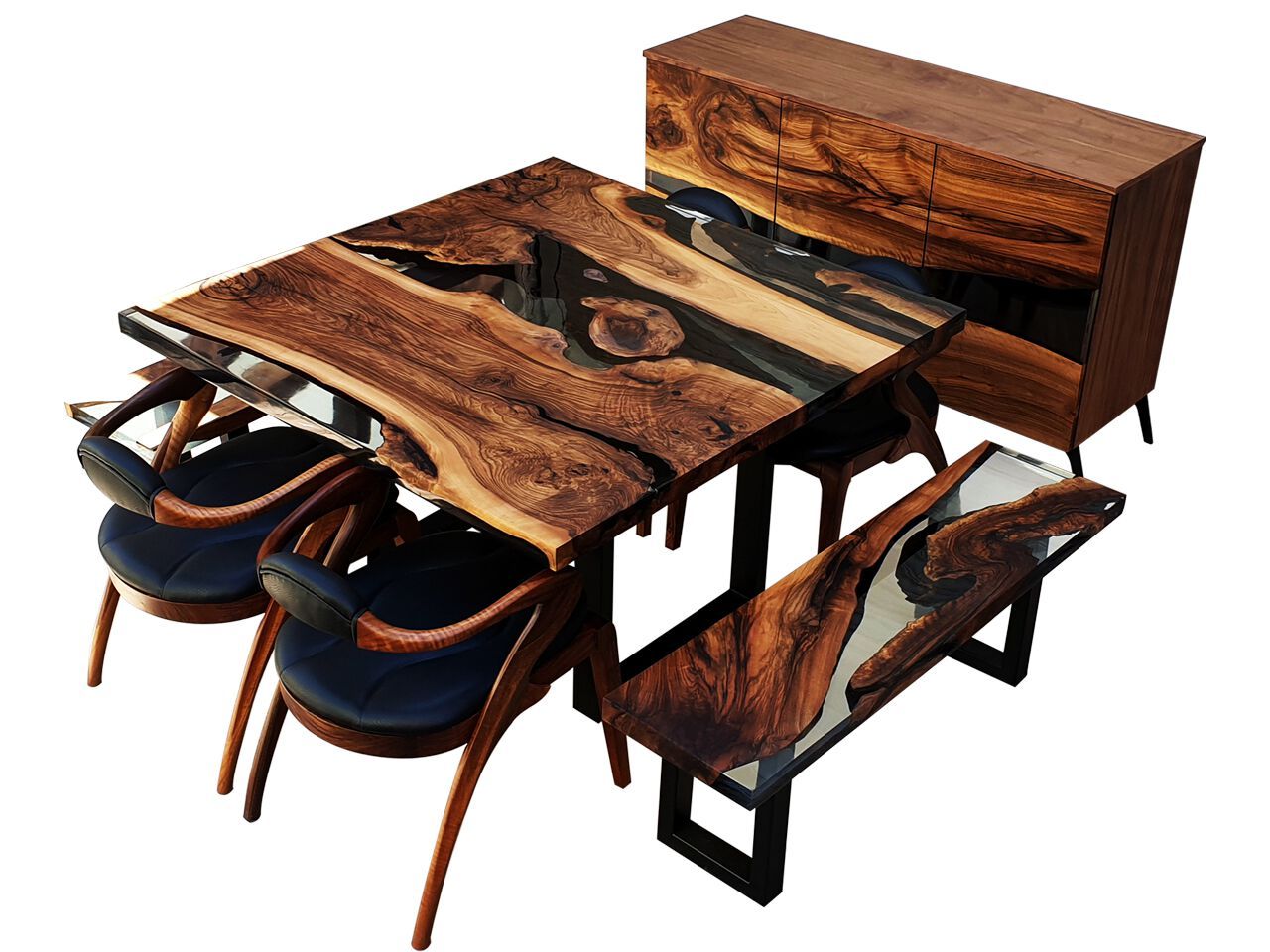 Обеденный набор из дерева и смолы Legnor LEG2408736 ARCH-00106175