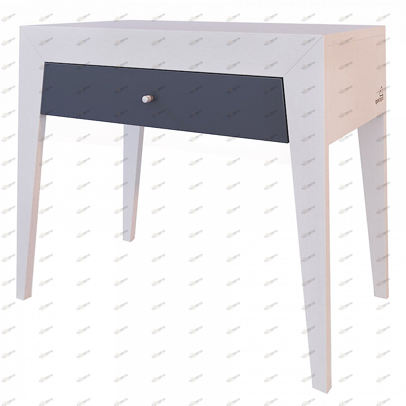 Тумбочка прикроватная светло-серая с черным ящиком 34,5х50 Still BRAGIN DESIGN  256430 Белый 