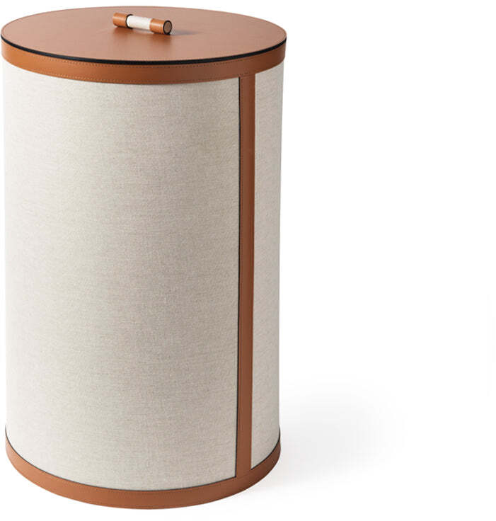 Высокая круглая корзина Penelope - Ø 40XH60 см / регенерированная кожа_серо-коричневый