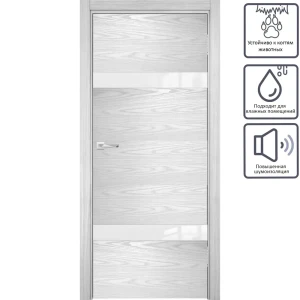 Дверь межкомнатная остеклённая с замком в комплекте Триумф 200x60 см ПВХ цвет белый