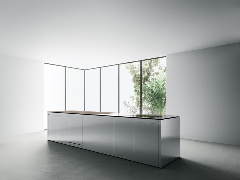 Boffi Кухня из нержавеющей стали и дерева с островом sun-id-1425941 - Вид №4