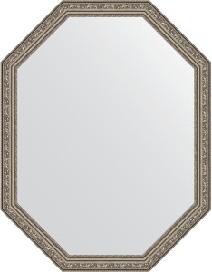 BY 7028 Зеркало в багетной раме - виньетка состаренное серебро 56 mm EVOFORM Octagon
