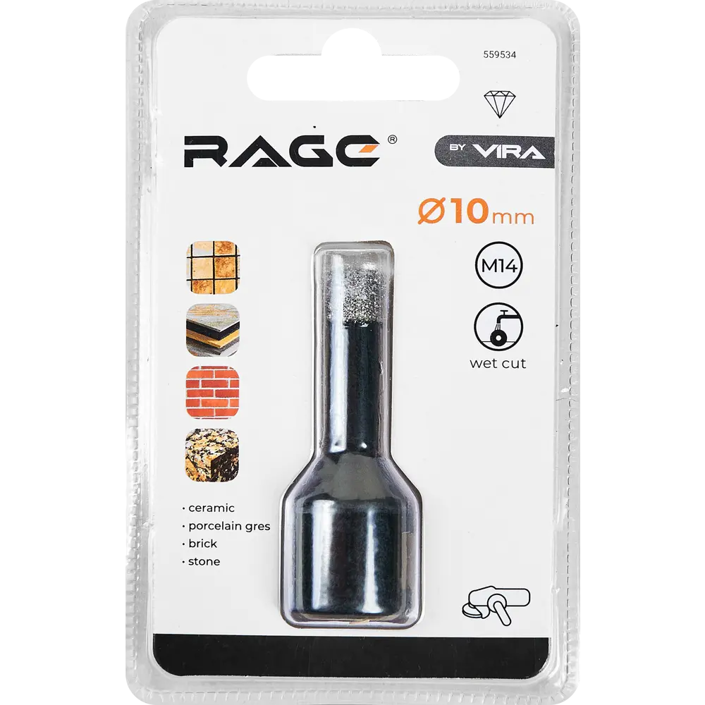 Алмазная коронка Rage для керамики 10 мм с посадкой M14 89345798 STLM-1481680 - Вид №3