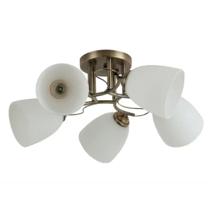 Люстра потолочная Carlo, 5 ламп, 12 м², цвет античная бронза/белый