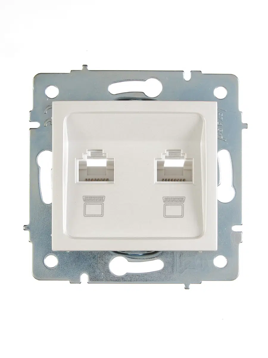 ASTI Розетка компьютерная двойная жемчужно-белый перламутр механизм LEZARD 7081-3088-141 - Вид №1