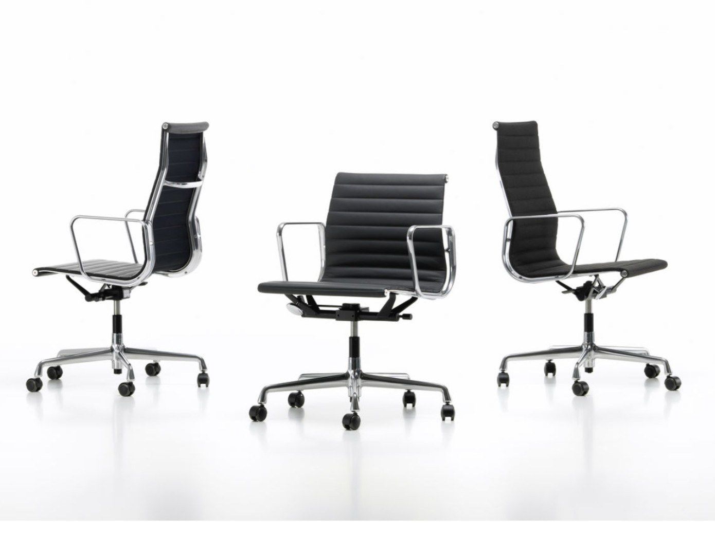 Кожаный поворотный операционный офисный стул с подлокотниками VITRA Eames Aluminium Group ARCH-00047211 - Вид №7