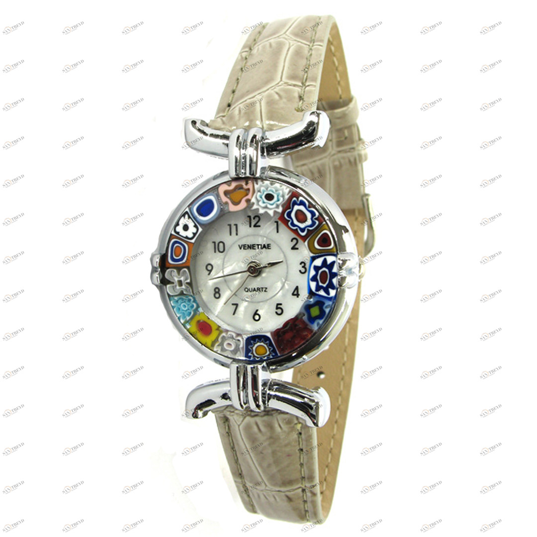 1887 ORIGINALMURANOGLASS Наручные часы Миллефиори - Серый ремешок - муранское стекло 21 см 