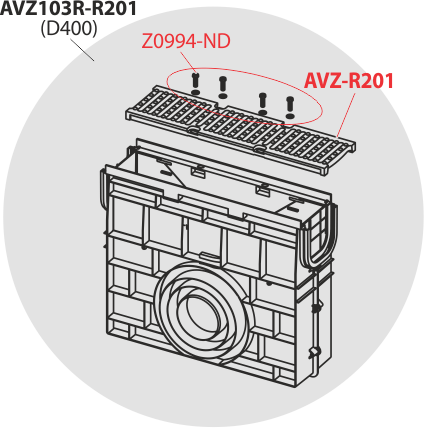 Пескоуловитель для дренажного канала AVZ103 с металлической рамой и чугунной решеткой D400 ALCAPLAST AVZ103RR201 - Вид №2