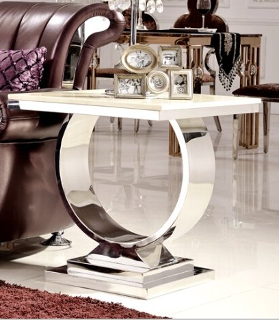 Приставной столик белый на стальном основании 60 см Donna ДОМАШНЯЯ ОБСТАНОВКА SKY 045155 Белый Santreyd - Вид №6