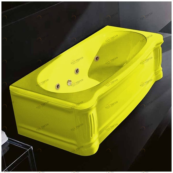 Ванна Gruppo treesse New Classic STX-V677B-DX-Z жёлтая с гидромассажем и дезинфекцией прямоугольная правая  с золотой фурнитурой STXV677BDXZZ