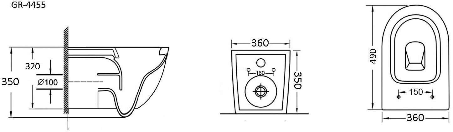GR-4455S Подвесной унитаз настенный Белый Grossman  Китай  - Вид №5