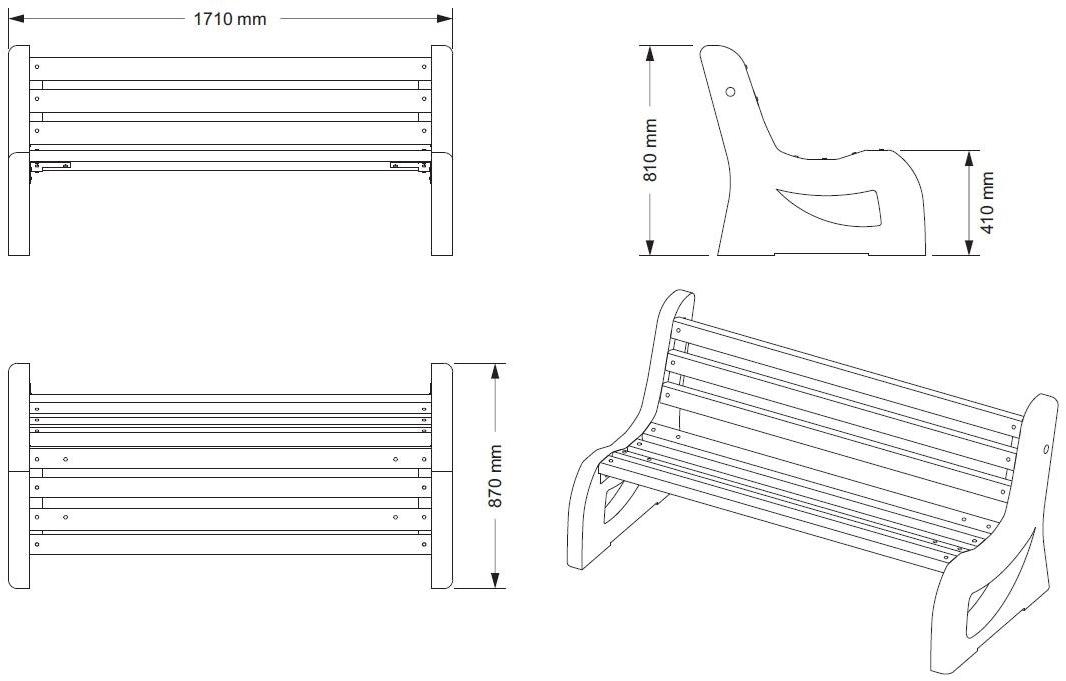 ENCHO ENCHEV - ETE Скамейка из бетона и дерева со спинкой  2  - Вид №5