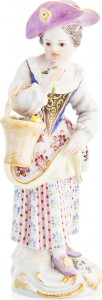 10528190 Meissen Фигурка 14см "Девочка с корзинкой" (И.-И.Кэндлер,1740г.) (пара к 60376) Фарфор