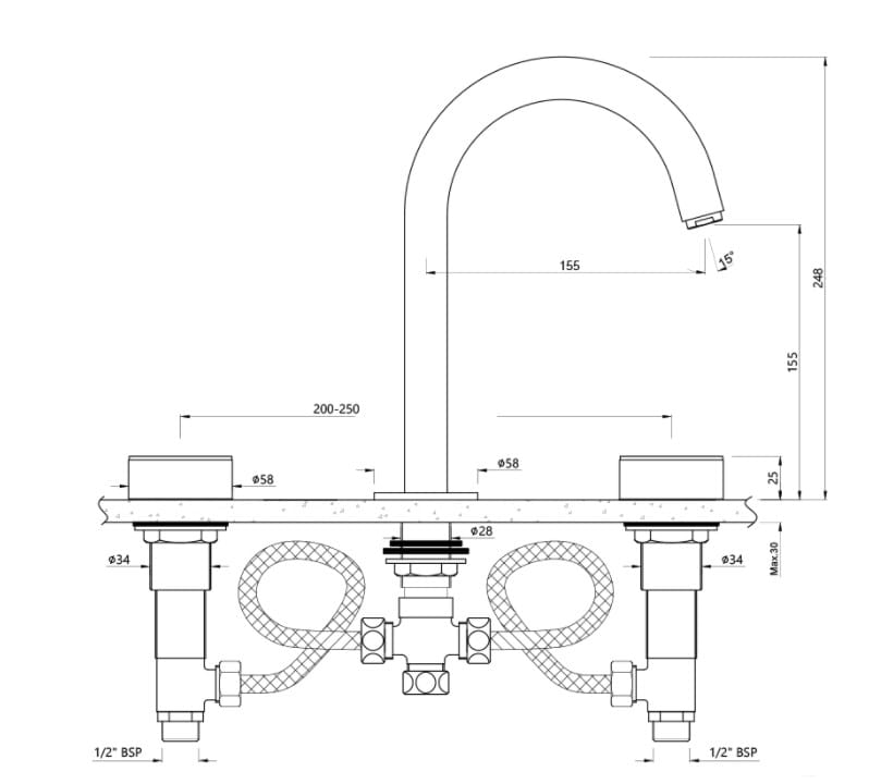 Смеситель для раковины с 3 отверстиями с поворотным горлышком JAQUAR Laguna ARCH-00124035 - Вид №7