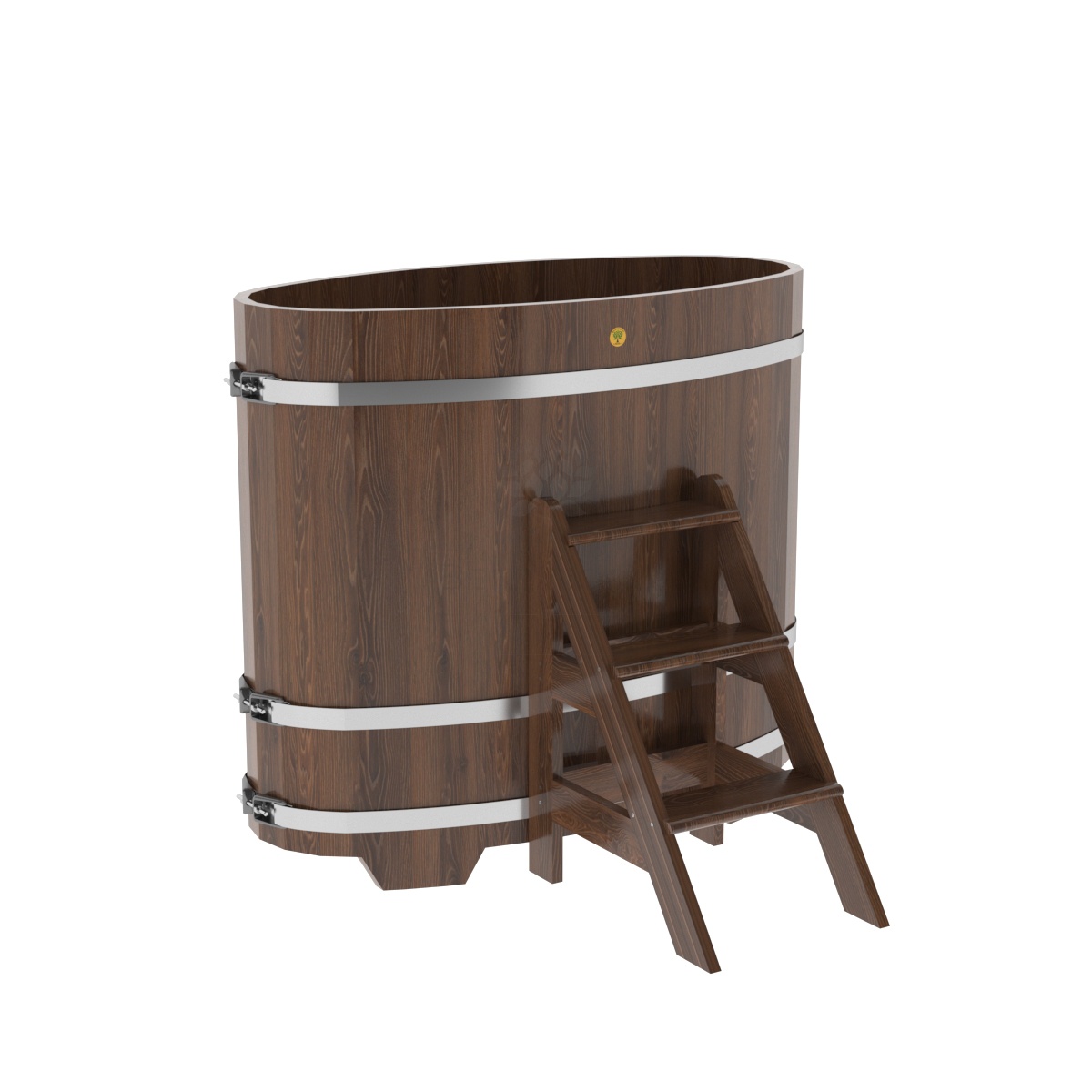 1268 Купель овальная из дуба 0,69х1,31х1,2 морёная Alyarus 