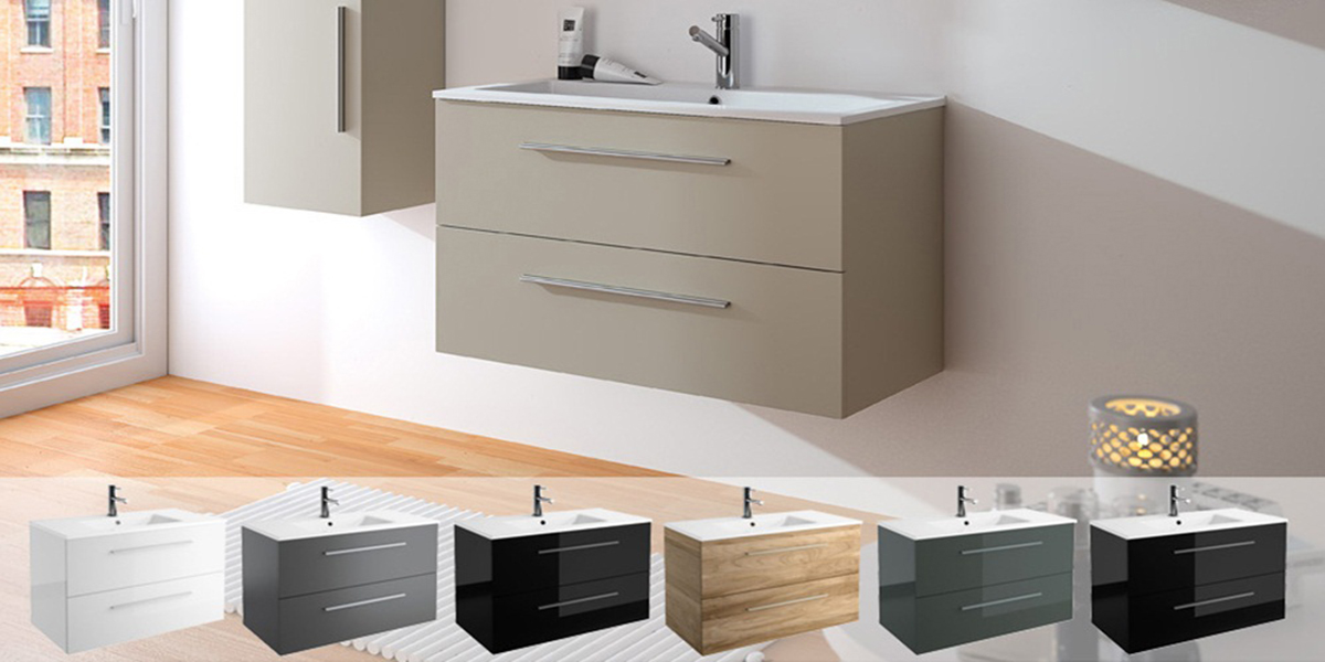 КОМПЛЕКТ МЕБЕЛИ FUSSION CHROME 90 СМ GLOSS TAUPE SALGAR 23304 - Вид №1