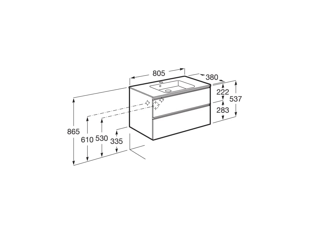 Деревянный подвесной шкаф для умывальника со встроенной раковиной с ящиками Roca The Gap ARCH-00072034 - Вид №95
