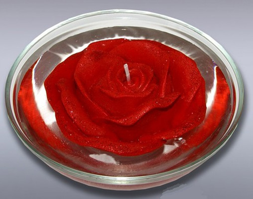 3373 Свеча "Плавающая" 4.5 х 1.1 см 125 г 4.5 см роза красная Омский Свечной 