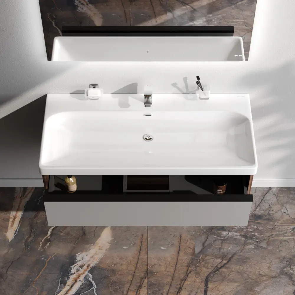 Тумба под раковину подвесная AM.PM Stern 105 см 1 ящик цвет орех STLM-2204256 - Вид №6